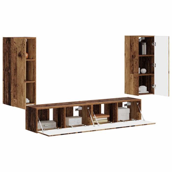 HOT SALE®Jeu de meuble TV mural 4 pcsbanc TV meuble hifividaxlTABLE TV - Bois Ancien - Bois dingénierie - M5140238
