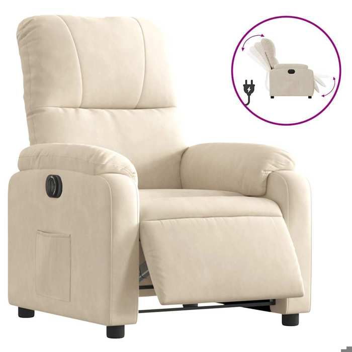 Sarazyj®Fauteuil inclinable - Accoudoirs moderne Fauteuil de Relaxation dossier réglable - électrique beige tissu microfibre75x89