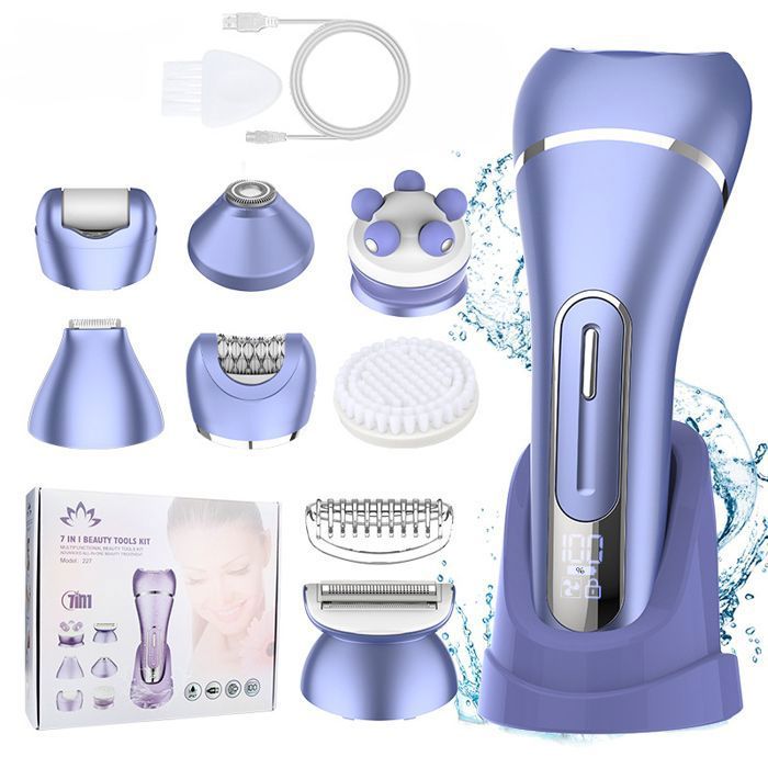 Épilateur Électrique Femme 7 en 1 - IPX7 Étanche - USB Rechargeable - 2 VitessesSolution Complète pour une Peau Douce et Soignée