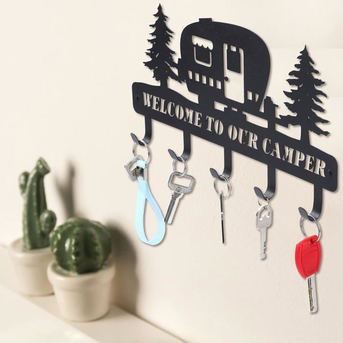 Porte-Clés Mural Noël en Métal Patère Murale Véhicule 30 x 15 5 cm avec Crochets pour Entrée et Porte d’Entrée
