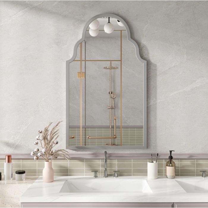 Miroir Simple Rectangulaire à Fixation Murale avec Cadre Métal et Verre Argent - UVRION 61 × 101 cm