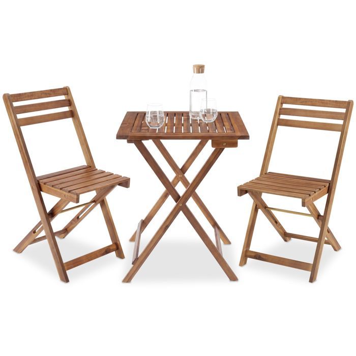 Ensemble de bistrot - TECTAKE - Kit bistrot SÓLLER pliable et résistant aux intempéries en bois dacacia 60 x 60 x 745 cm - Marron