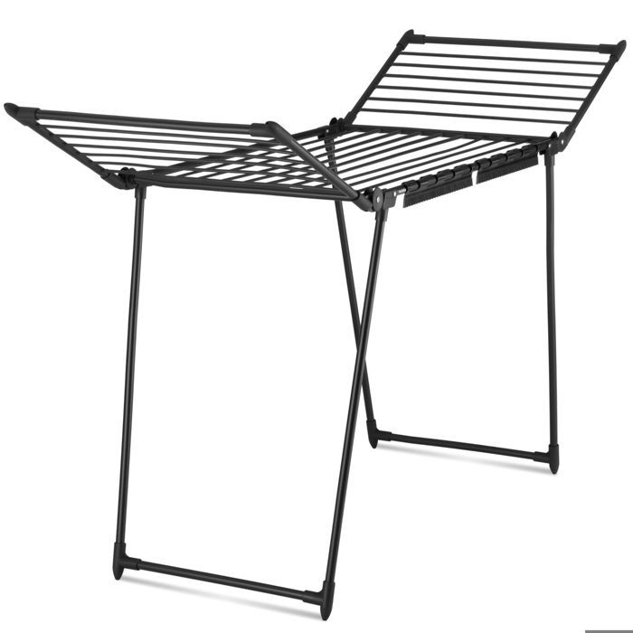 Étendoir - TECTAKE - Tancarville LIFE pliable et pieds antidérapants ailes latérales hautes et larges 176 x 60 x 104 cm - Noir