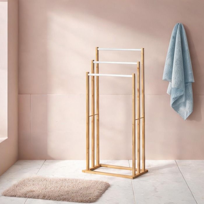 Sèche-serviettes de salle de bains en bambou 3 niveaux autoportant 48 x 25 8 x - Bois naturel Bambou 48 x 25.8 x 94 cm Ref S31C4X