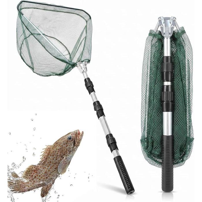 Épuisette de Pêche Pliable 125 cm pour Poisson Etang Épuisette Pliable Poteau en Alliage Aluminium 4