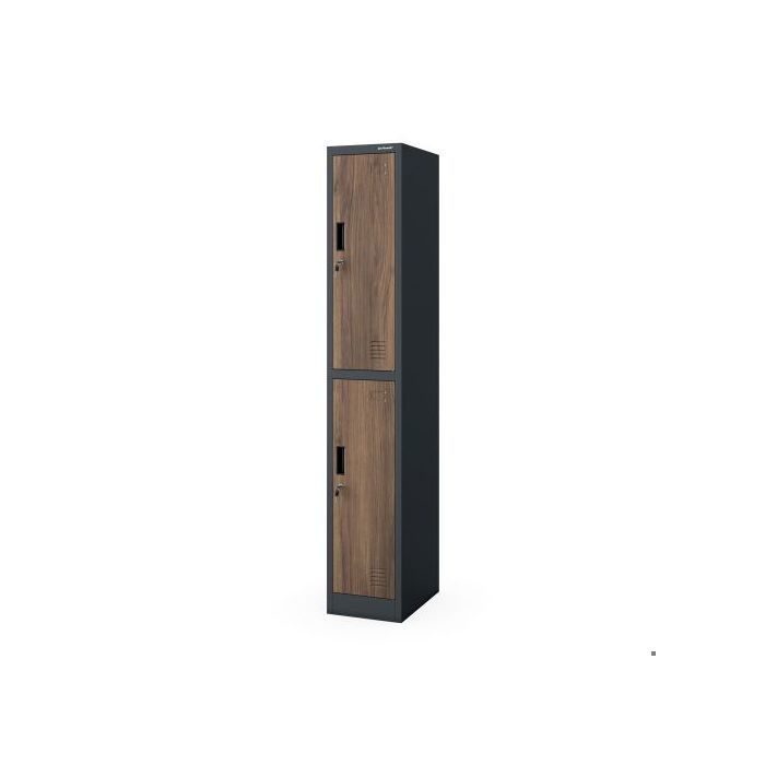 Armoire de sécurité pour vêtements de travail individuelle 2 compartiments avec tringle anthracite/noyer 316 5 x 1850 x 450 mm