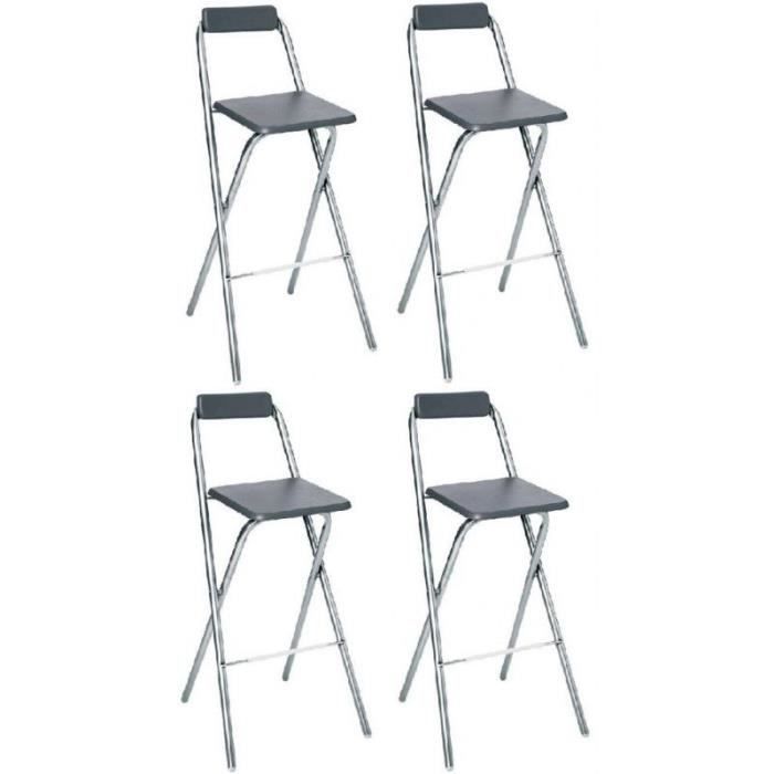 tabourets de bar - lot de 4 chaises de bar louna - gris - l 51 x h 97 cm