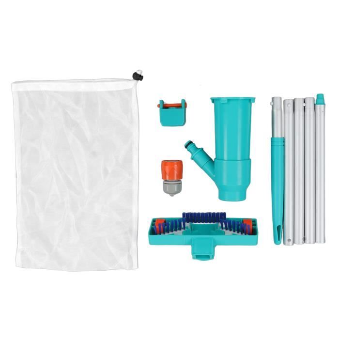 Aspirateur Piscine Portable 168 Cm - Kit Nettoyage Jet D'Eau Avec 4 Tiges Aluminium, Sac Filtrant, Pour Piscine, Étang, Fontaine