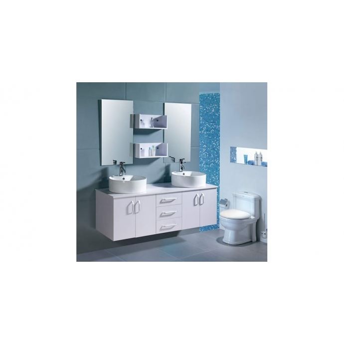 l atlantic blanc ensemble salle de bain 2 vasques et 2 miroirs achat vente salle de bain complete l atlantic blanc ensemble cdiscount
