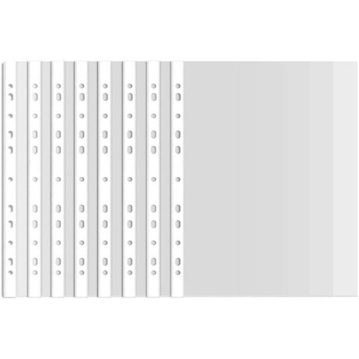 100 Pochettes Plastique Perforées A3 90 Microns - Protection Documents Classeur - Raylu Paper Transparent