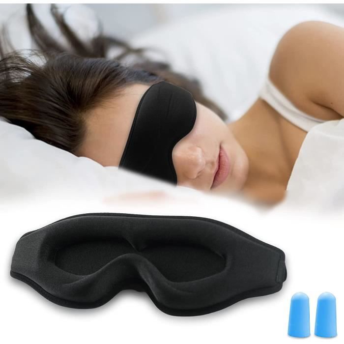 3D masque de nuit respirant avec bouchons d'oreille, cache yeux pour dormir  100% Occultant, 3D conception de pont de nez masqu[320]