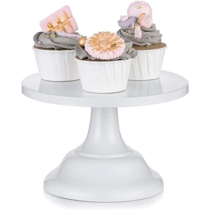 Présentoir à Cupcake En Céramique Blanche - Diamètre 10 Cm, Hauteur 6 Cm, Pied Cannelé Pour Pâtisserie Individuelle