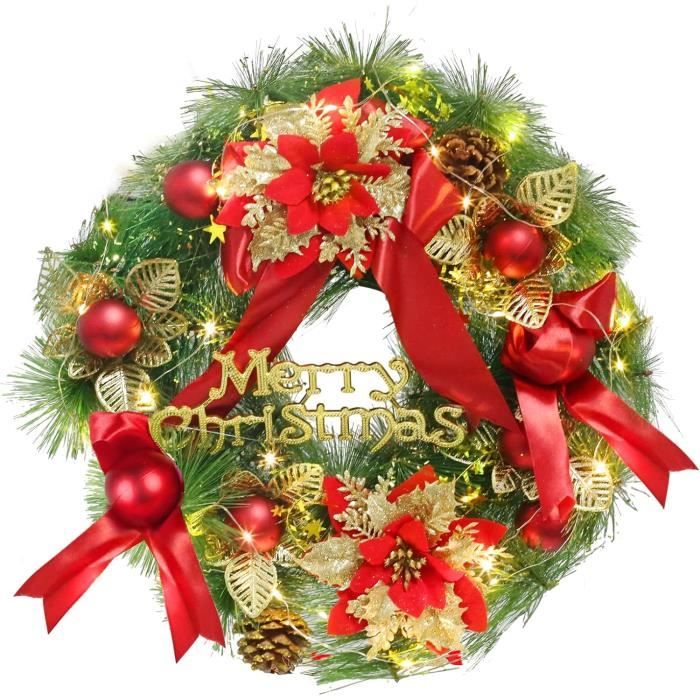 Couronne De Noël À 40 Led 40 Cm Couronne De Porte Décoration De