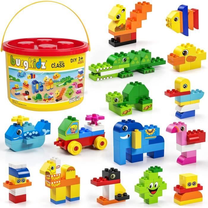 Blocs de construction - burgkidz - Gros Blocs - 135 pièces - Boîte de ...