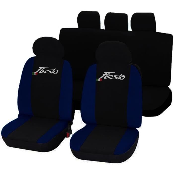 Housses de siège deux-colorés pour Ford Fiesta - noir bleu foncé