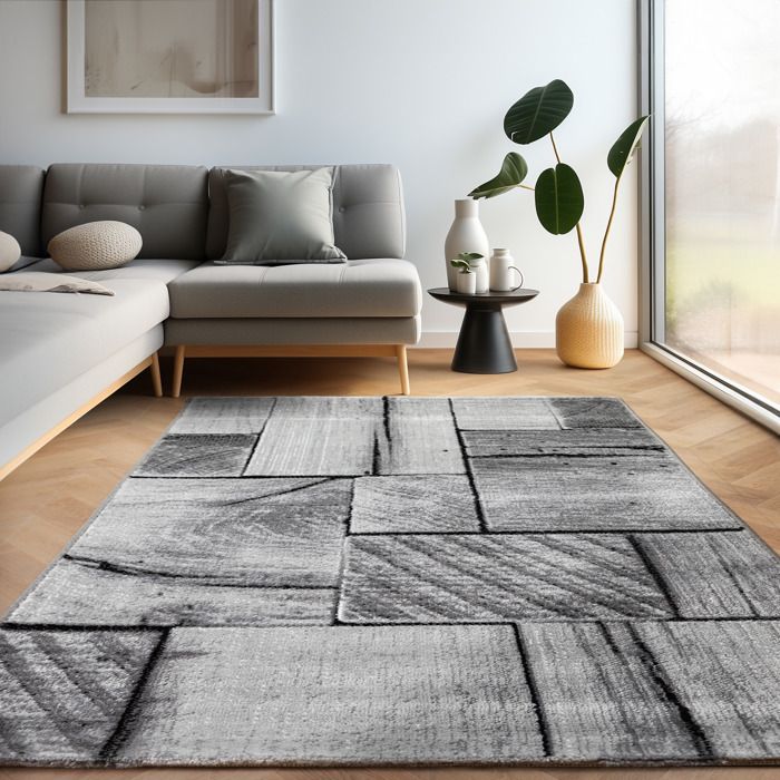 Tapis moderne MODE 8587 géométrique crème / noir 200x290 cm