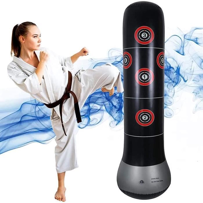 Sac De Frappe Gonflable Enfant 160 Cm - Kit Complet Avec Gants Et Pompe, Base Stable, Pour Boxe, Karaté, Taekwondo