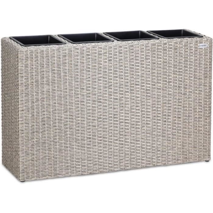 Bac à Fleurs 3 Compartiments Casaria - Polyrotin Crème - Pour Intérieur/extérieur - Design élégant