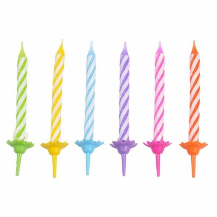 Anniversary House Pack of 12 Happy Birthday Multicolour Candles with Holders, 7.5 Centimeters, Celebration Cake Decoration, AHC193, Multi-Coloured : Buy Online at Best Price in KSA - Souq is now