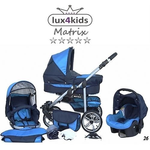 Poussette triple bleu outlet