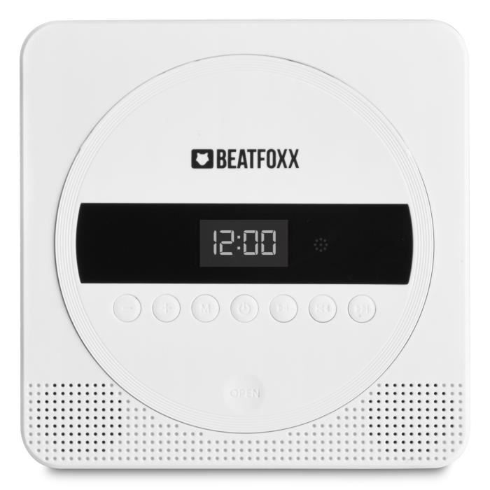 Beatfoxx MDVD Buddy Chaîne hi-fi portable avec lecteur DVD, Bluetooth et batterie rechargeable blanc