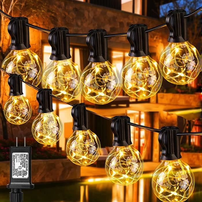 Guirlande Lumineuse Extérieur Guirlande Guinguette Led Blanc Chaud Etanche 25 Ampoule En