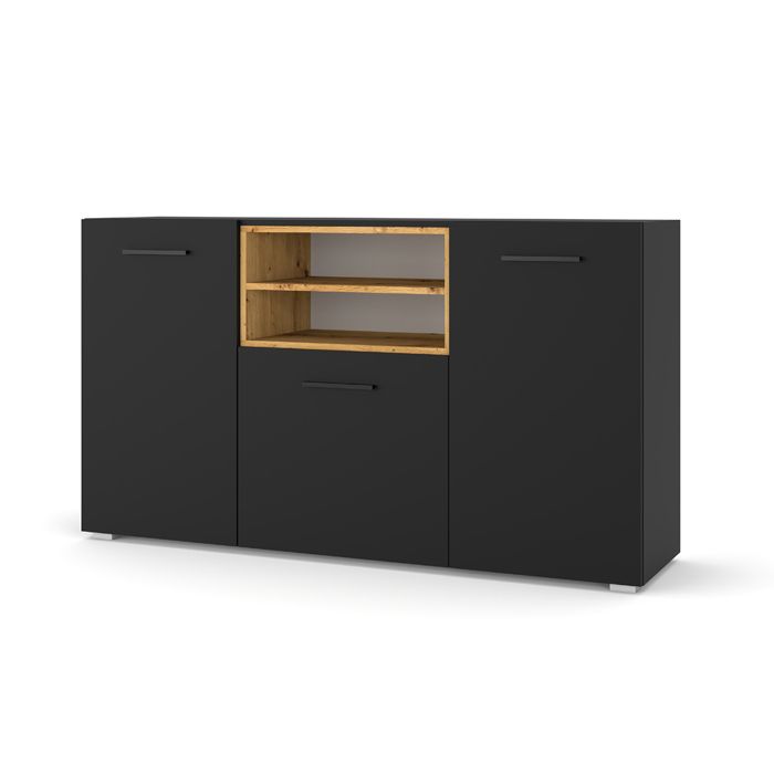 Commode Nuka Chene Noir 160 Cm à Prix