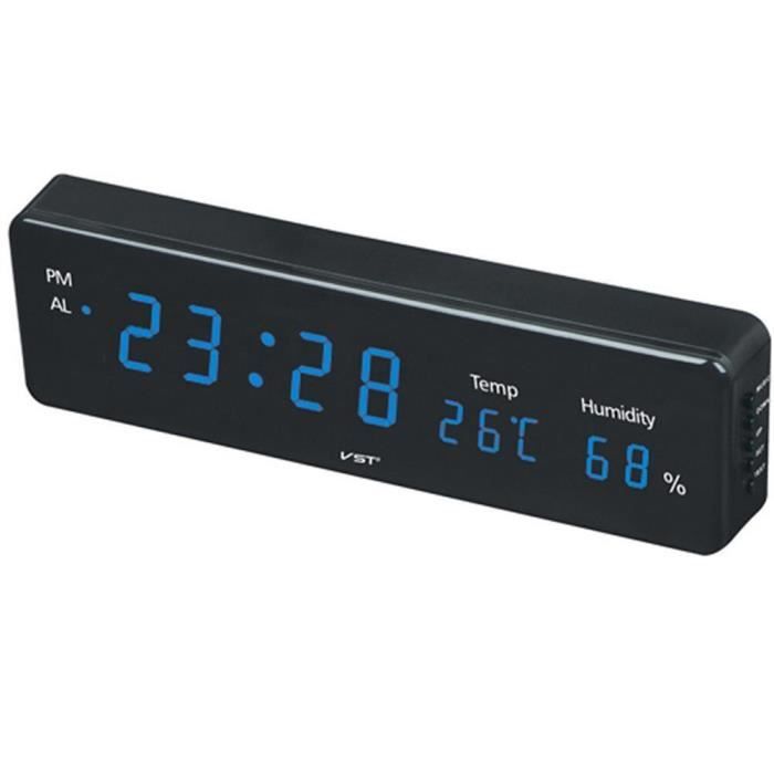 Horloge Murale Numérique Avec Température Et Humidité - Affichage Grand Format, Piles Ou USB, Format 12/24h, Pour Salon/chambre/bureau