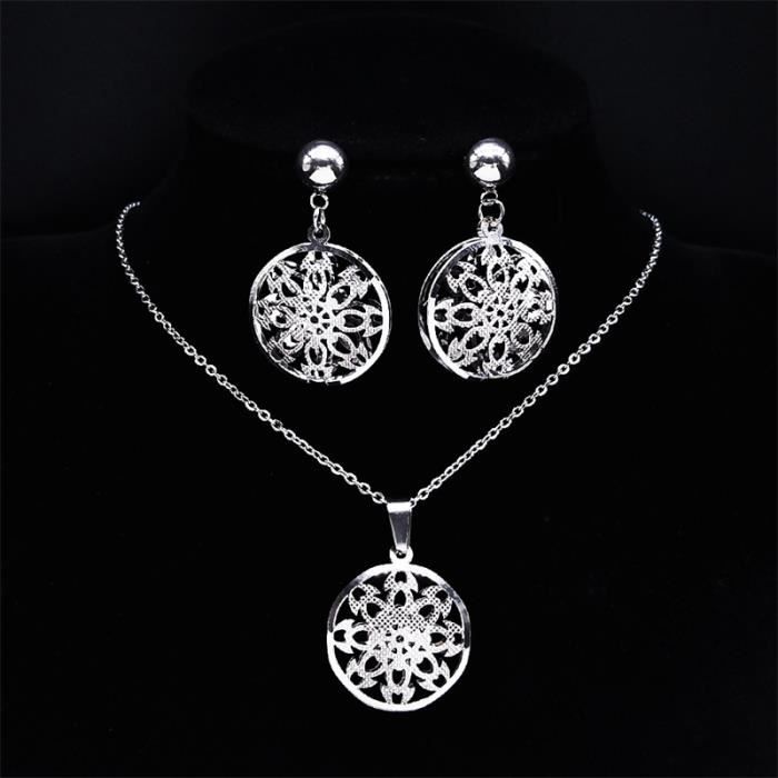 Parure 069 pendentif et boucles d'oreilles main image 1