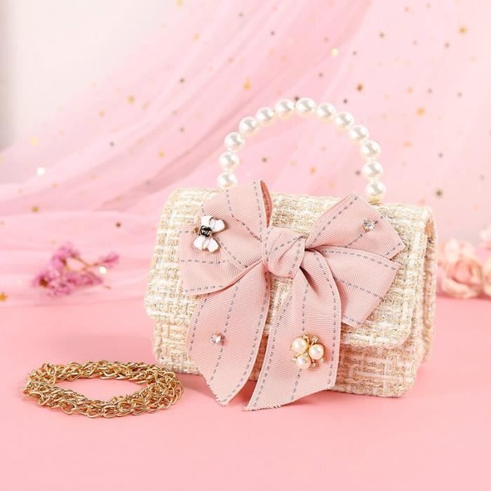 Sac à Bandoulière En Cœur Pour Fille - Mini Sac à Main Rose Avec Pompons - Portefeuille Intégré - Cadeau Mignon Anniversaire Saint-Valentin