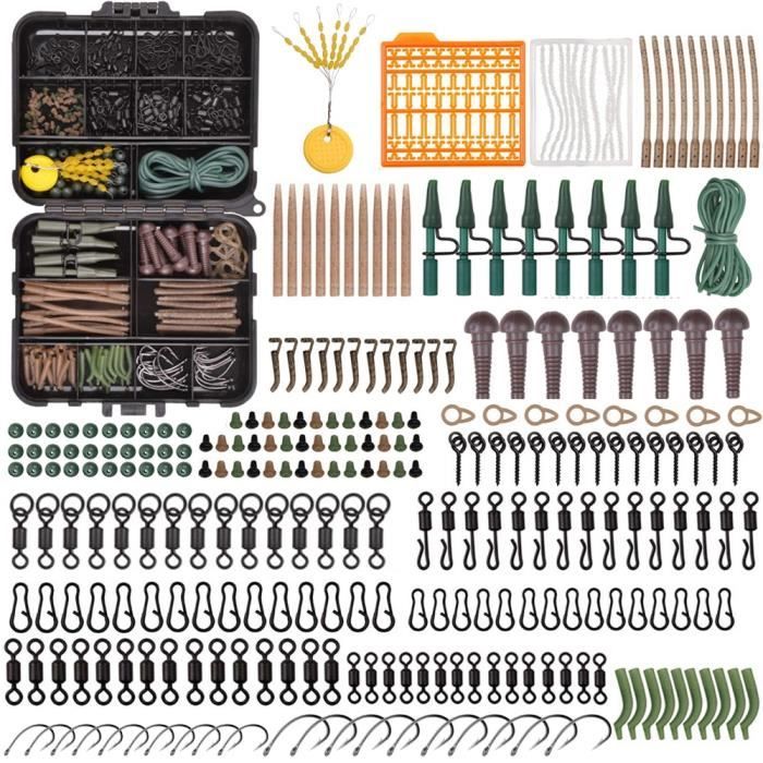 Kit Accessoires Pêche Carpe 40 Pièces - Clips Plomb, Anti-enchevêtrement - Vert