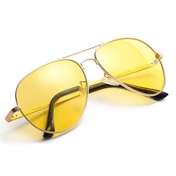 Myiaur Lunette Soleil Anti Eblouissement Conduite de Nuit-Lunette Verre  Jaune polarisée-Protection 100% UVA UVB QUI19250 or - Achat / Vente lunettes  de soleil Mixte - Cdiscount