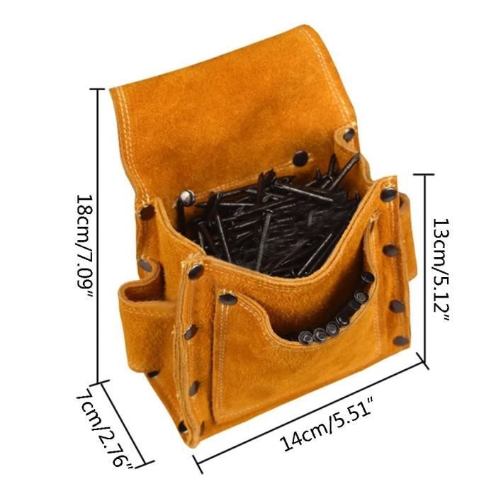 JAUNE - Sac à outils'électricien, sac à outils en cuir de vache, sac