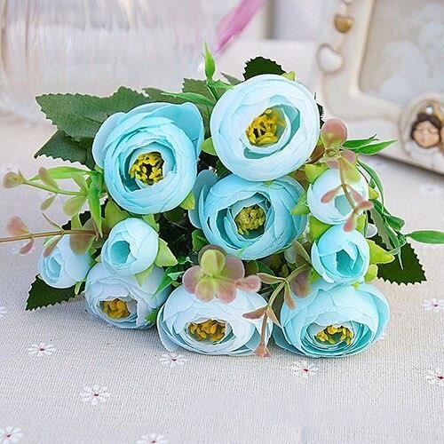 Bouquet rose bleu fleur artificielle - Cdiscount