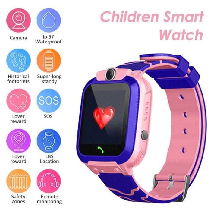 S12A Multifonctionnel Enfants Enfants Smart Watch Tracker Bande Intelligente Sensitive 1.44 " Écran Tactile Compatible pour