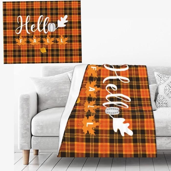 Couverture D'automne En Polaire Motif Citrouille - Décoration Saisonnière Orange/jaune - Pour Canapé, Chaise, Pique-nique - Lavable En Machine