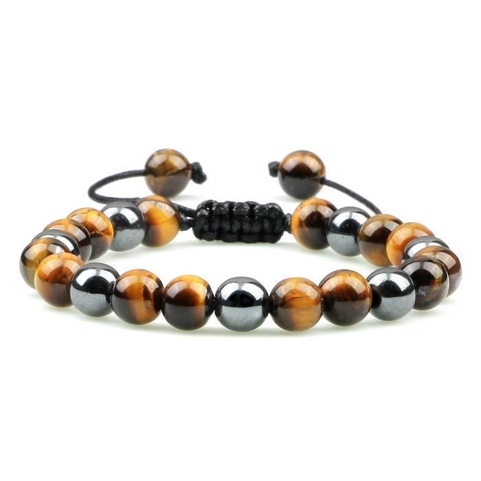 Bracelet Personnalisé En Pierres Naturelles | Lave, œil De Tigre & Bois - Fait Main En France