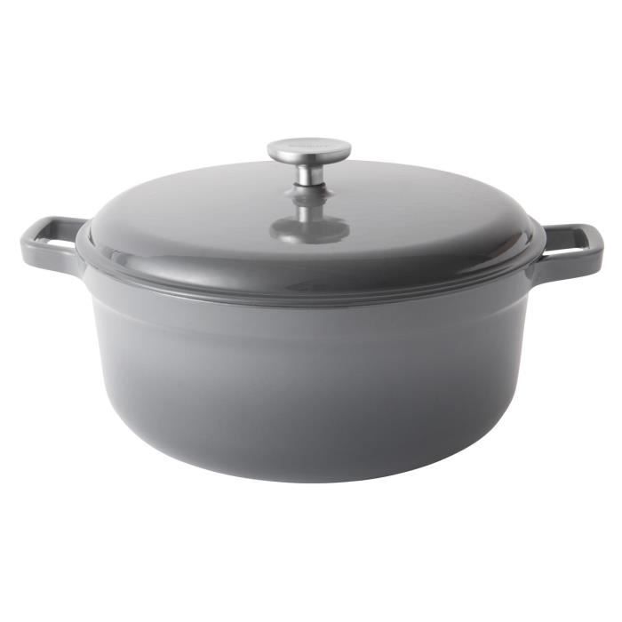 Faitout//Marmite en Fonte DAluminium avec couvercle Anti-Chaleur Tous Feux Dont Induction 24 cm BergHOFF