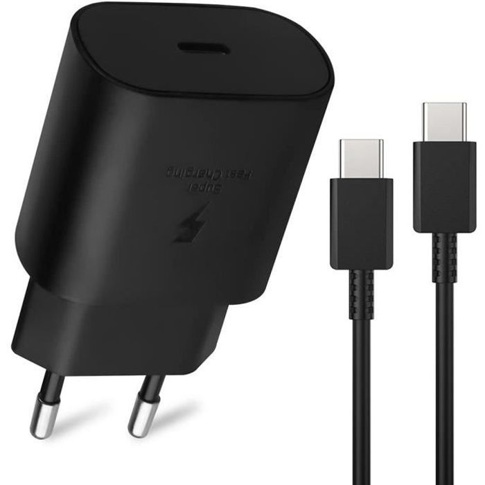 Pack Chargeur 25W Blanc USB-C + Câble USB-C pour Samsung Galaxy