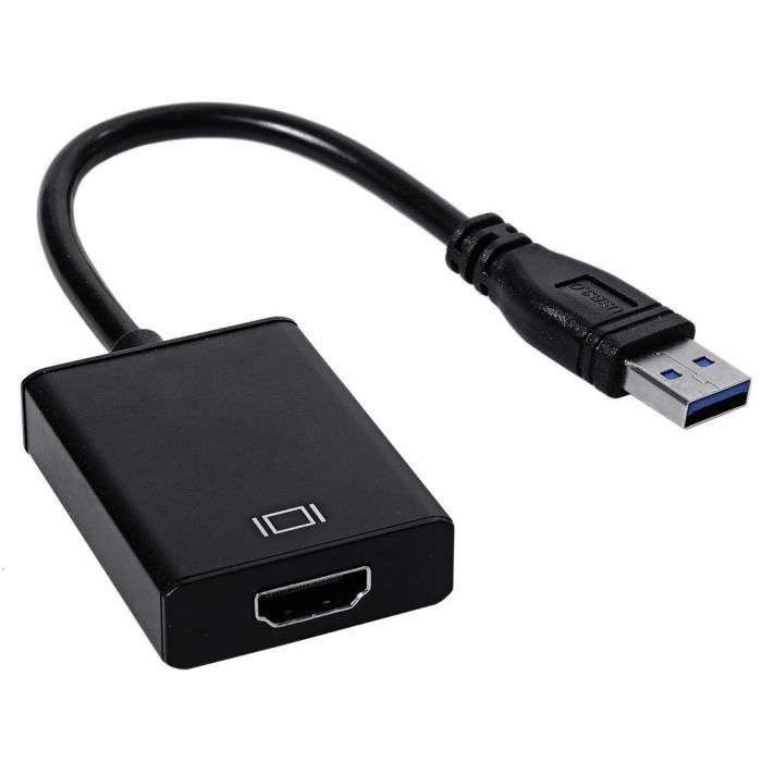 Adaptateur USB vers HDMI, USB 3.0/2.0 vers HDMI 1080p, convertisseur de  câble graphique vidéo compatible avec Windows 7/8/8.1/10, ordinateur de  bureau, ordinateur portable, PC, moniteur, projecteur, : :  Électronique