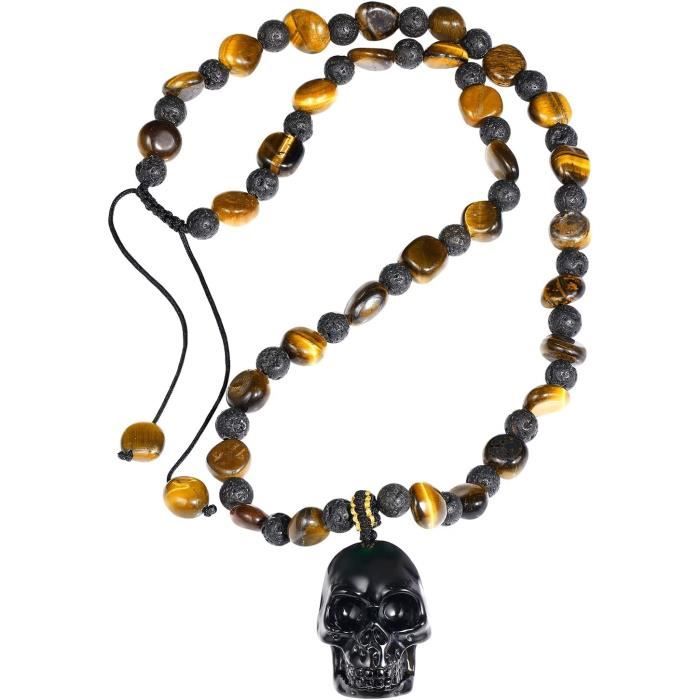 Pendentif Obsidienne Noire Lebensquelle - Forme Goutte - Cordon Cuir - Pierre Naturelle