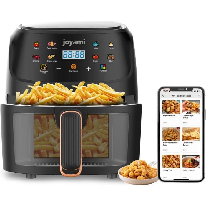 Friteuse À Air Chaud 5,5L Xxl, Friteuse Sans Huile, 1700W Airfryer Avec Écran Tactile Led, Livre