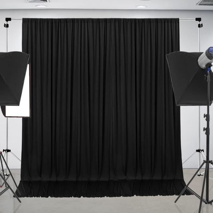 Lot De 2 Rideaux Fond Blanc 3x3 M - Polyester Infroissable - Pour Mariage, Fête, Photo - Sans Support - 12