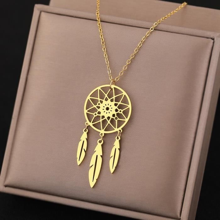 Collier Attrape-rêves Argenté En Acier Inoxydable Pour Femme Et Fille - Style Bohème
