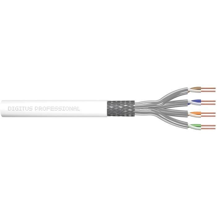 DIGITUS Cat.7 S/FTP installation cable, 305 m, simplex, Dca - DK-1743-VH-305-MF-W