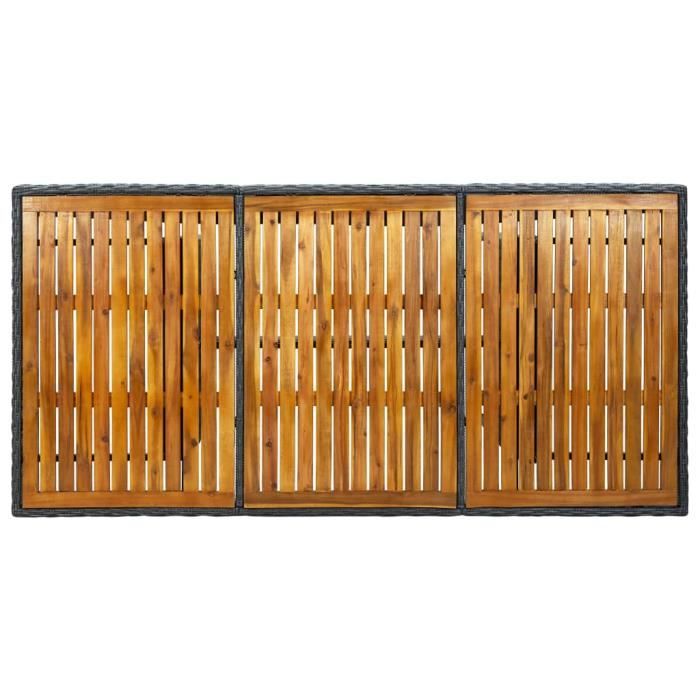Table de jardin - DILWE - Gris foncé - Résine tressée et bois d'acacia - 6 personnes - 200x100x74cm