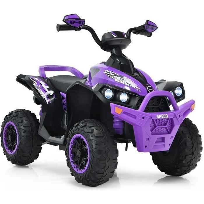Quad électrique Enfant 12V 3-8 Ans - Vitesse Réglable 2,2-4,3 Km/h, Phares LED, Musique, Klaxon - Charge Max 35 Kg, Couleur Noire