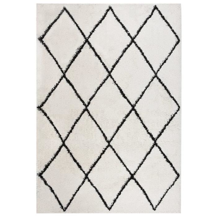 RugVista Spotty Tapis tapis à poils longs/Shaggy, 160x230 cm, Rectangulaire, Poil moyen, Nettoyage à sec, Chambre pour jeunes et bébés, Pas de substances nocives, Off Blanc