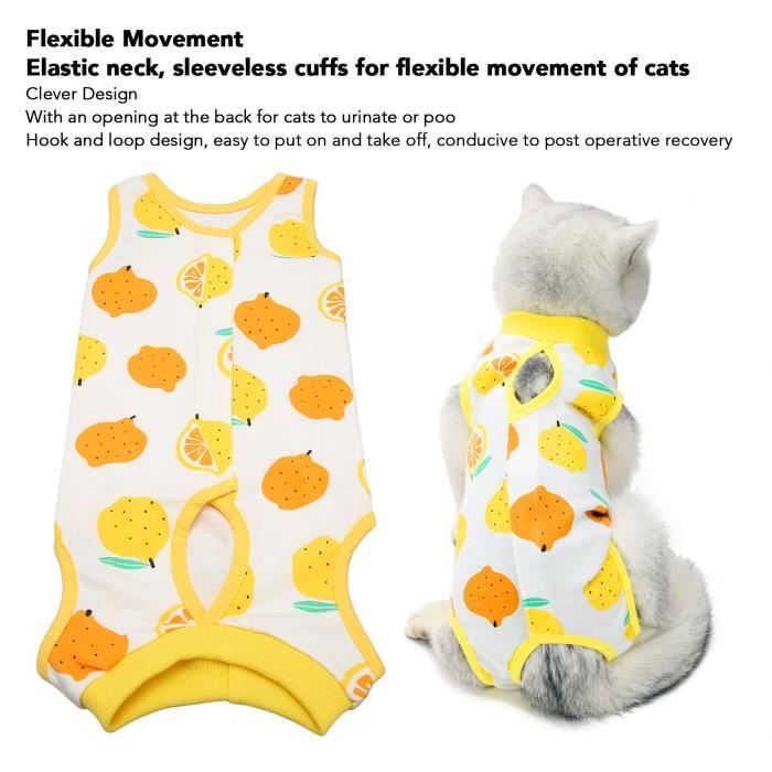 Combinaison de récupération chirurgicale pour chat - FAFEICY - LS008 - Blanc - Respirante