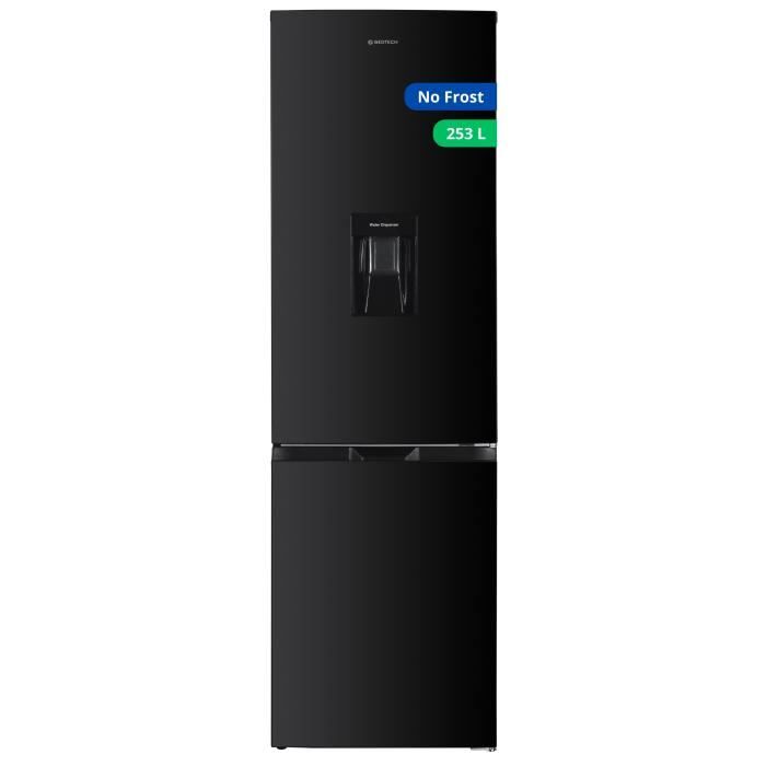 GEDTECH Réfrigérateur combiné GCB253NFBL conglateur bas 253L ( 182L 71L ) - Distributeur deau - No Frost - Noir